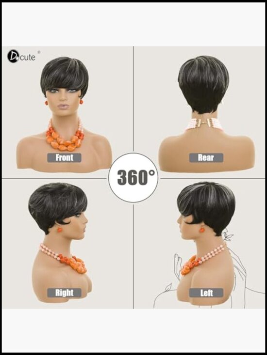 Short Pixie Cut Wig with Bangs Straight Synthetic Hair for Women Daily Wear main image 5
